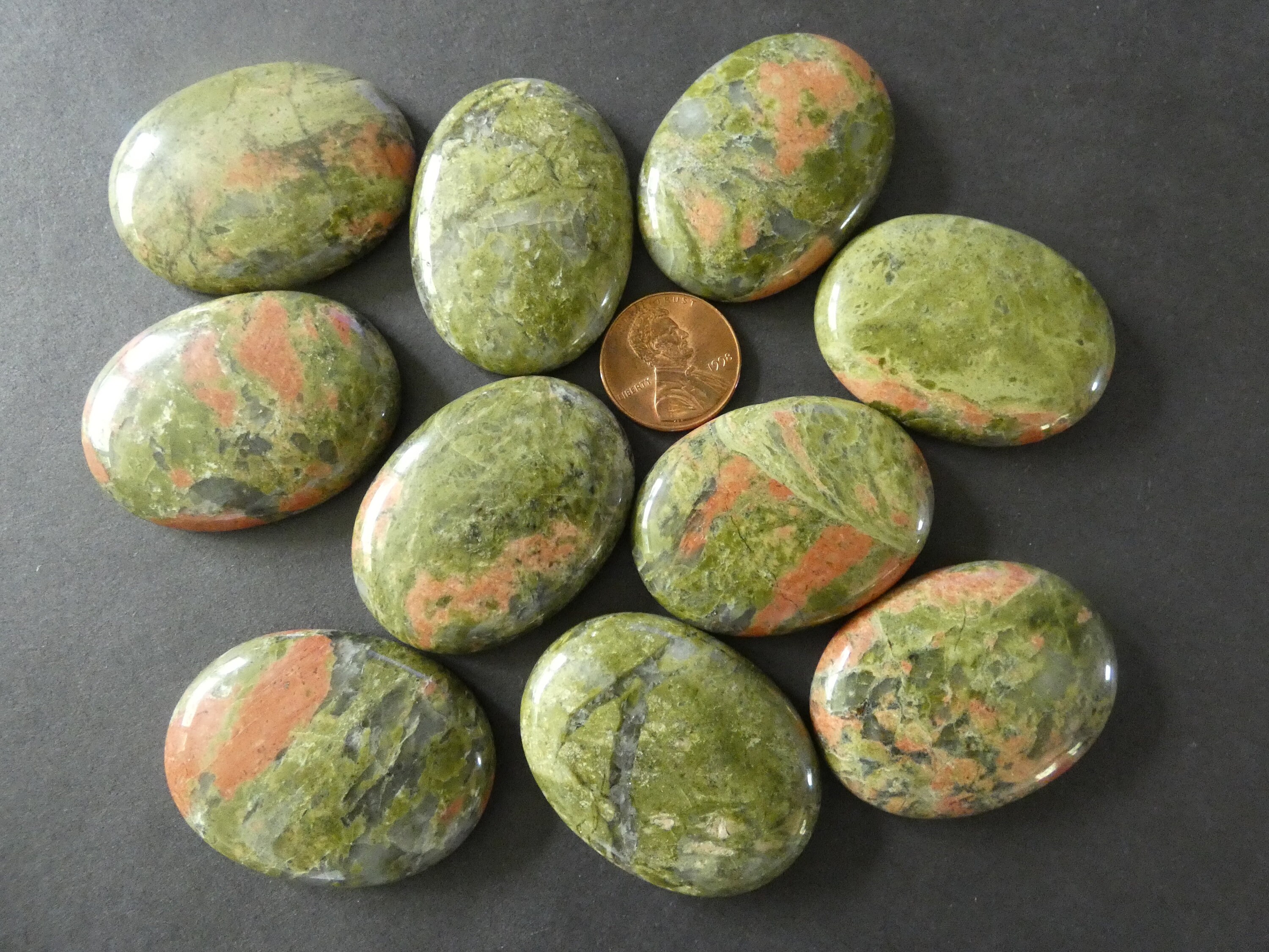 40x30mm Natural Unakite Gemstone Cabochon, Oval Cabochon, Polished Gem