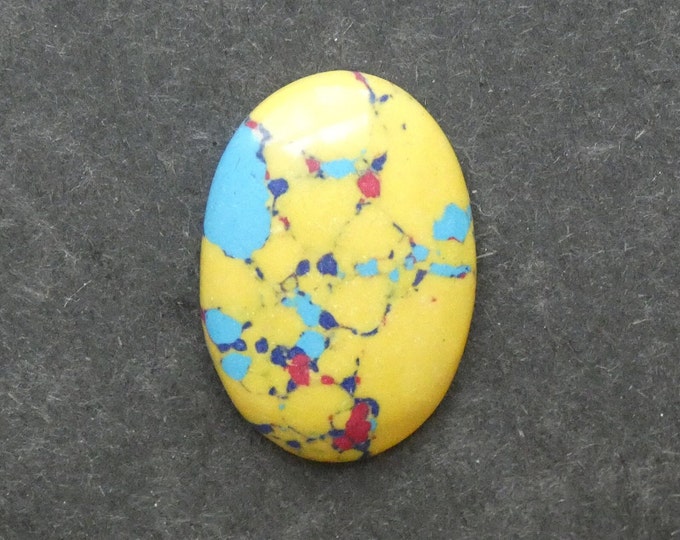 32.5x22mm Silica Cabochon, One of a Kind, Yellow & Blue, Large Oval, Only One Available, Unique Gemstone Cabochon, Multicolor Gemstone Cab