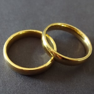 Simple Stainless Steel Ring, Basic Band, Size 7-11, Handcrafted Steel Ring, Men&#39;s Ring, Unisex Jewelry, Wedding Band, Engagement Ring, Gold