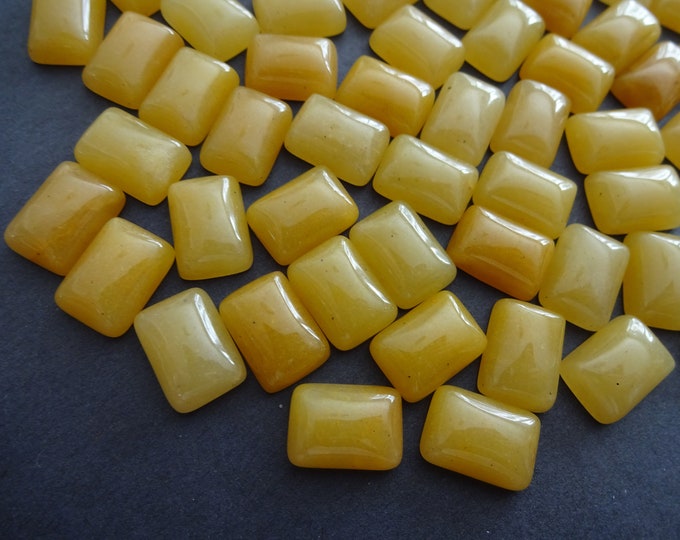 14x10mm Natural Topaz Jade Cabochon, Rectangle Gemstone Cabochon, Yellow Stone, Pretty Gem, Polished Gem, Jade Gemstone, Semi Translucent