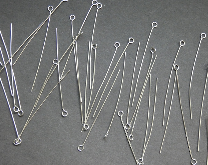 100 PACK of Stainless Steel Eye Pins, Silver Eye Pins, Earring Posts, 2mm Hole, Stainless Steel Components, Earring Component, Dangle