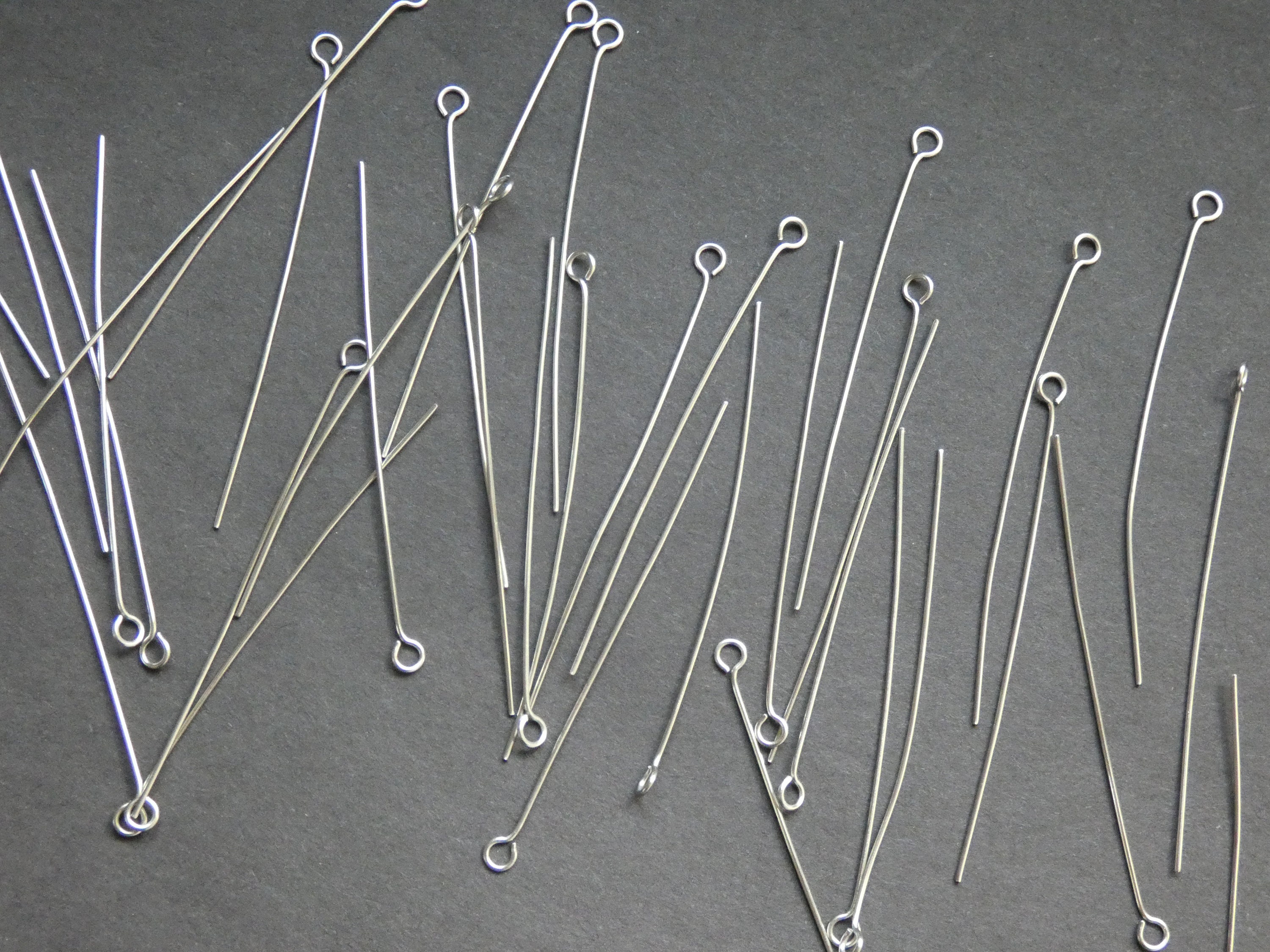 100 PACK of Stainless Steel Eye Pins, Silver Eye Pins, Earring Posts