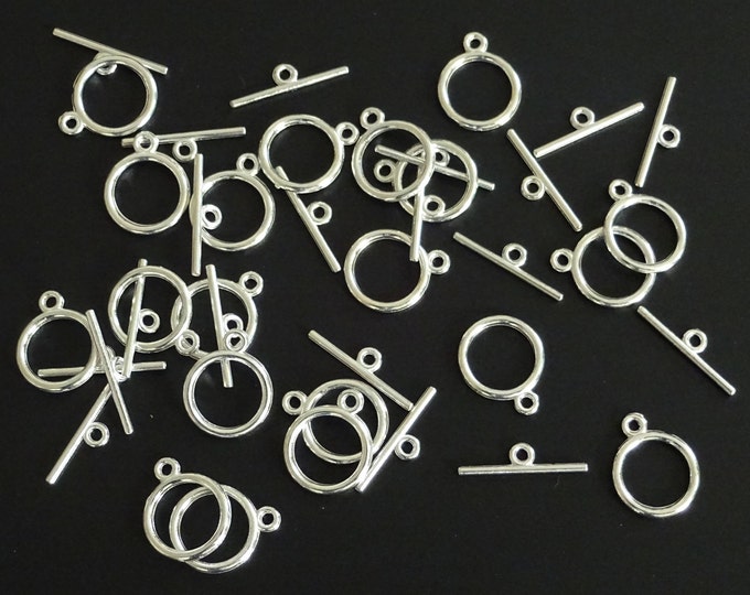 15mm Metal Toggle Clasp Set, Jewelry Clasps, Silver Color Toggle Clasp, Necklace Clasp, Silver Toggles, Basic Simple Clasp, Tbar Clasp