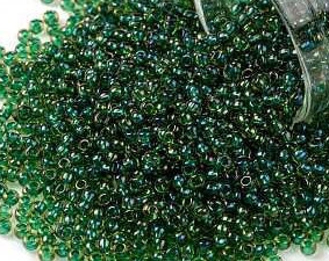 11/0 Toho Seed Beads, Jonquil / Emerald Lined (242), 10 grams, About 1100 Round Seed Beads, 2.2mm with .8mm Hole, Inside Color Finish