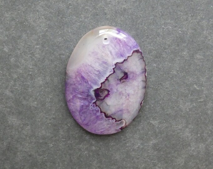 46x34mm Natural Crackle Agate Pendant, Gemstone Pendant, Purple Pendant, Dyed, Large Oval Pendant, One of a Kind, Only One Available