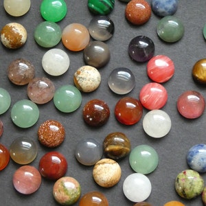 SET of Dome Mixed Lot Gemstone Cabochons, 10x5mm, Drop Cabochon, Polished, Stone Cabochon, Natural Gemstone, Quartz, Agate, Unakite