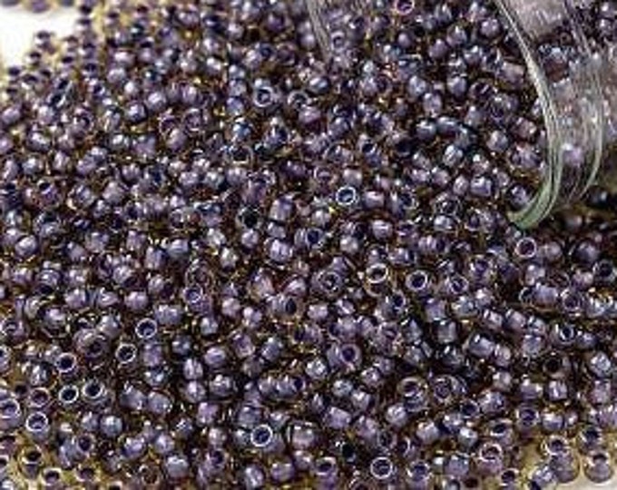 11/0 Toho Seed Beads, Light Topaz / Opaque Lavender Lined (926), 10 grams, About 1110 Round Seed Beads, 2.2mm with .8mm Hole, Opaque Finish