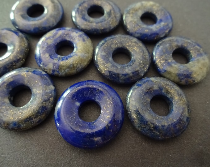 Set of 18mm Natural Lapis Lazuli Pendant, Mixed Donuts, Blue Gemstone, Polished Gem, Natural Gemstone Component, Round Stone, Wire Wrap