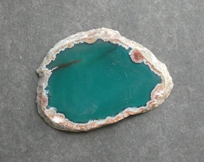 68x48mm Natural Agate Slice Cabochon, Gemstone Cabochon, Green Agate Slice, Dyed, One of a Kind, Only One Available, Unique Agate Nugget