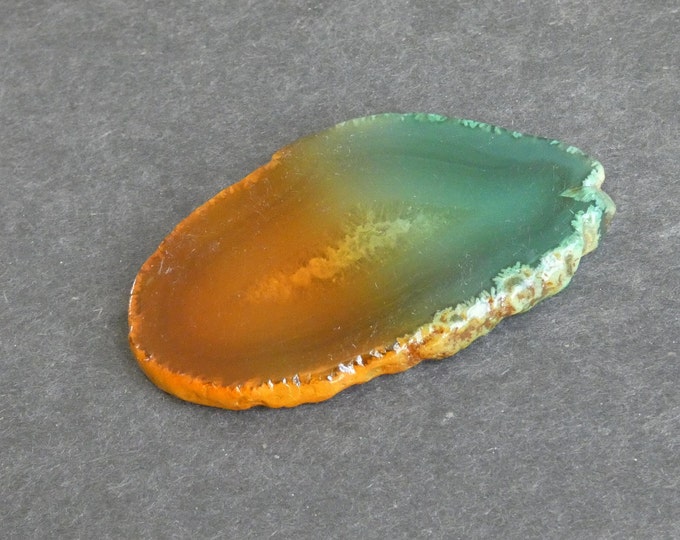 69x42mm Natural Agate Slice Cabochon, Gemstone Cabochon, Dyed, Two Tone Agate Slice, One of a Kind, Only One Available, Unique Agate Nugget