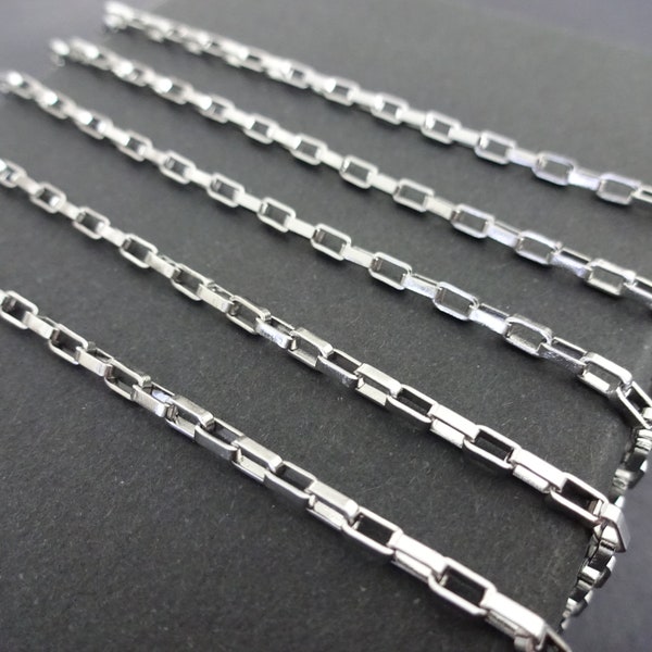 10 Meters 304 Stainless Steel Box Chain, 4x2mm Chain Bulk Lot, Silver Color, Spool Of Necklace Chain, Jewelry Making, Rectangular, Soldered