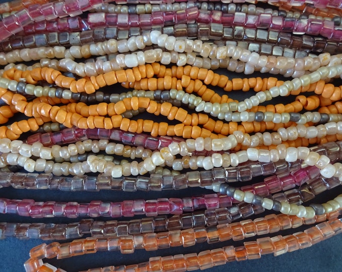 150 Inches of 2-4mm Mixed Glass Bead Strand, About 1200 Beads, Yellow and Orange Glass Beads, Mixed Shades, Shape & Size, Glass Bead Mixed