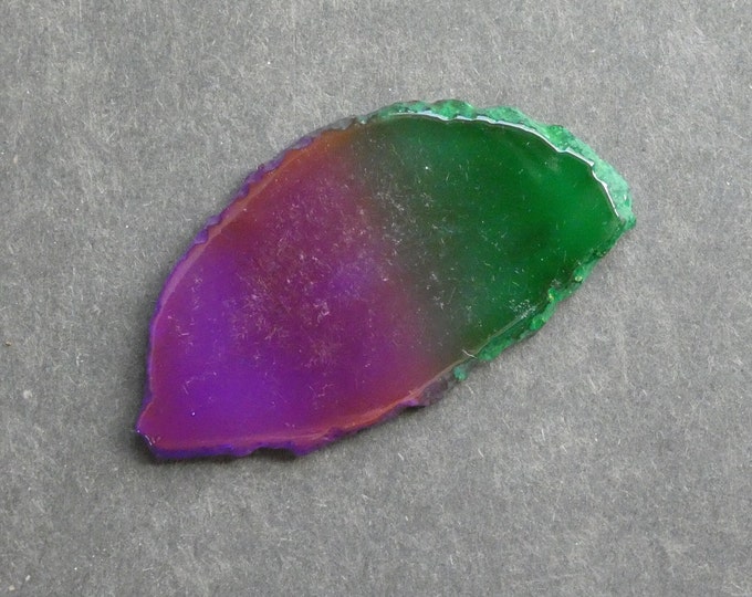 70x38mm Natural Agate Slice Cabochon, Gemstone Cabochon, Dyed, Two Tone Agate Slice, One of a Kind, Only One Available, Unique Agate Nugget