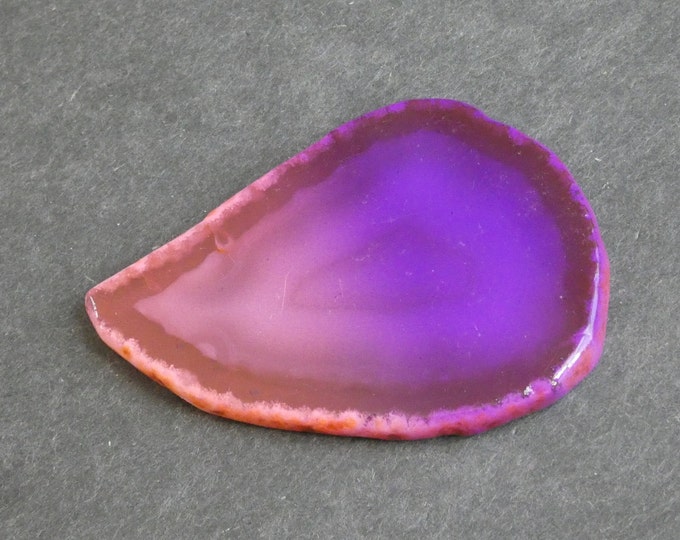 74x52mm Natural Agate Slice Cabochon, Gemstone Cabochon, Dyed, Two Tone Agate Slice, One of a Kind, Only One Available, Unique Agate Nugget