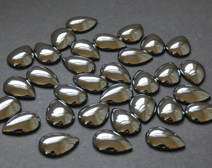 18x13mm Synthetic Hematite Cabochon, Non Magnetic, Teardrop Cabochon, Hemalike, Metallic Silver Color, Jewelry Making, Cool Stone, Hemalyke