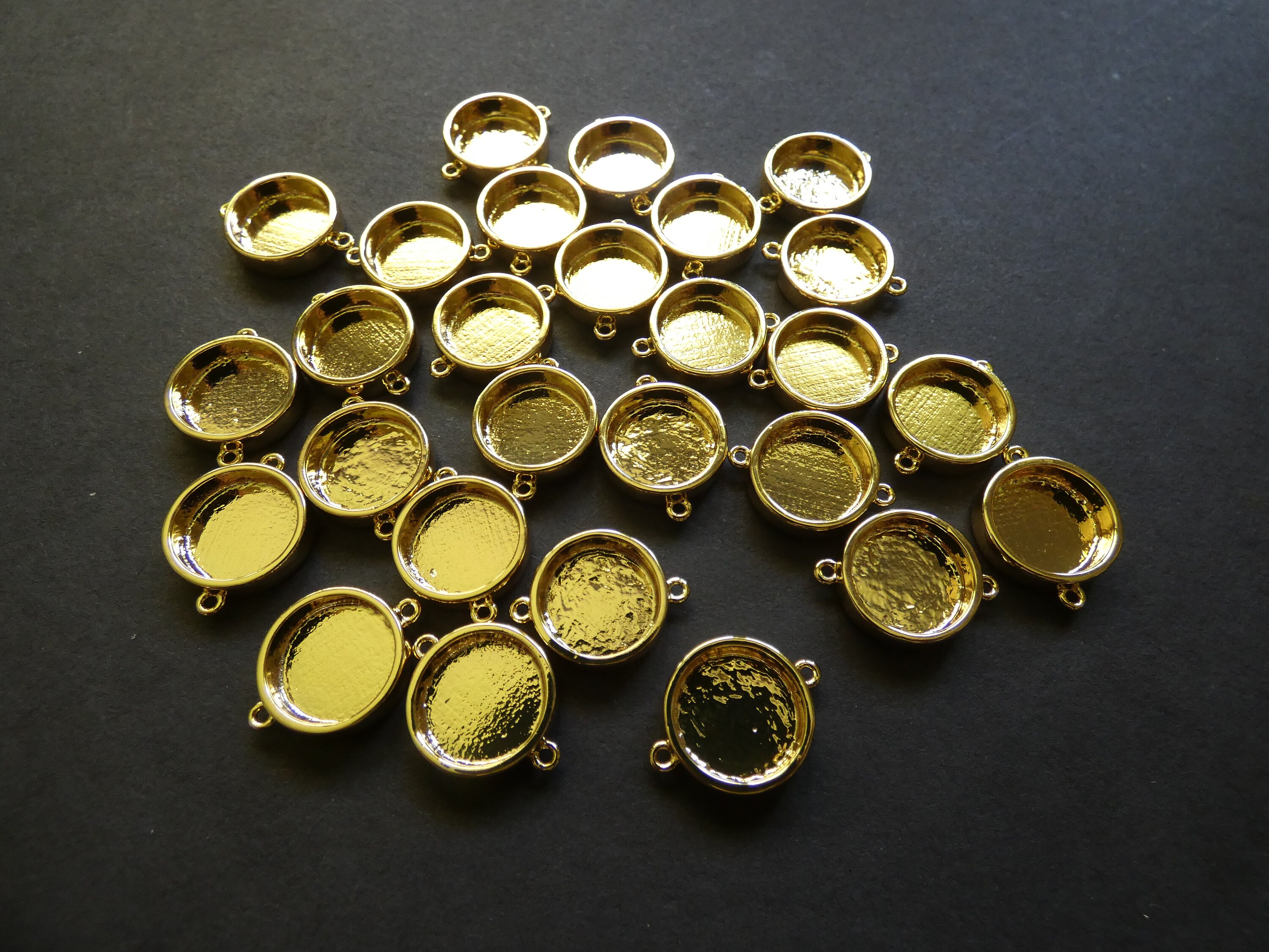 19x14.5mm Brass Cabochon Connector Setting, Gold Metal Link, 12mm Tray