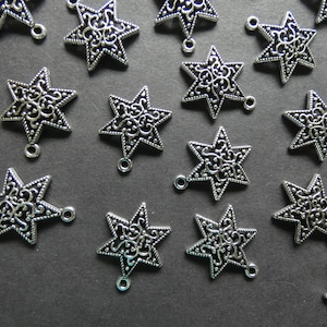 23x18mm Alloy Metal Star Of David Pendants, Tibetan Silver Metal Pendant, Antiqued Charm, 1.5mm Hole, Star of David Charm, 6 Pointed Star