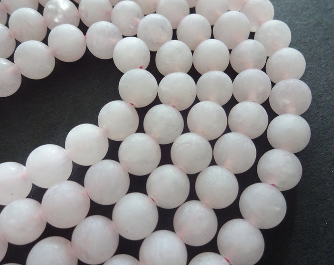 8-8.5mm Natural Rose Quartz Frosted Ball Beads, 15.5 Inch Strand, About 47 Gemstone Beads, Round Quartz Stone, Light Pink, Unfinished