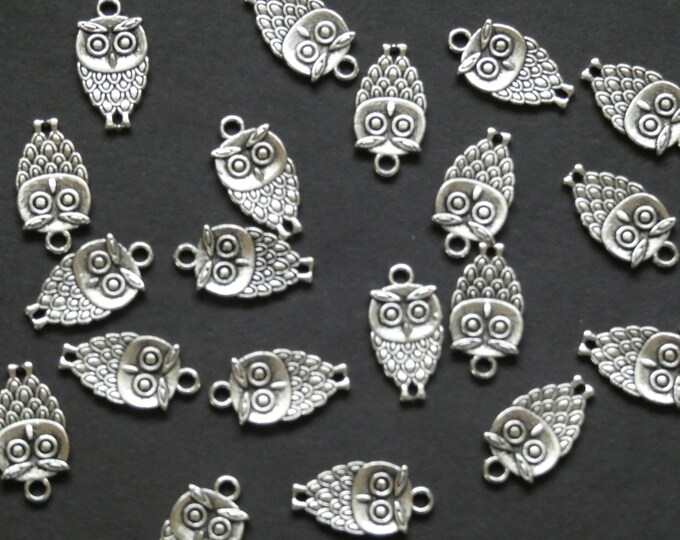 50 PACK of 18mm Owl Pendant, Tibetan Style Metal Pendant, Metal Owl Pendant, Silver Owl Pendant, Silver Metal Pendant, Owl Charms