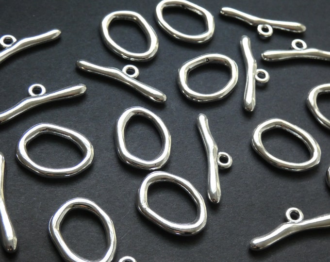 Pack of 5 Toggle Clasps, Jewelry Clasps, Silver Color Toggle Clasp, Clasp Lot, Necklace Clasp, Toggles, Clasp, Basic Clasp, Simple Clasp