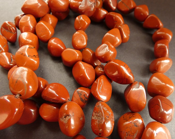 15 Inch 14-24mm Natural Red Jasper Bead Strand, About 22-23 Polished Drilled Chips, Jasper Nugget Chip Beads, Drilled  Polished Jasper