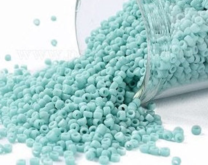 15/0 Toho Seed Beads, Opaque Frost Turquoise (55F), 10 grams, About 3000 Round Seed Beads, 1.5mm with .7mm Hole, Frost Finish