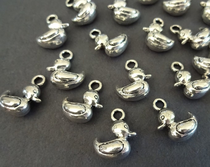 15x12mm Metal Duck Charm With Loop, Antique Silver Color, Animal Charm, Charm Bead, Silver Bird Bead, Duck Jewelry, Cute Bird Pendant