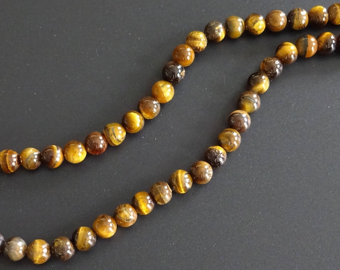 8mm Natural Tiger Eye Bead Strand,  Grade AB, 15.5 Inch Strand, Ball Beads, Natural Bead, Stone Bead, Natural Gemstone Beads, Tigereye Beads