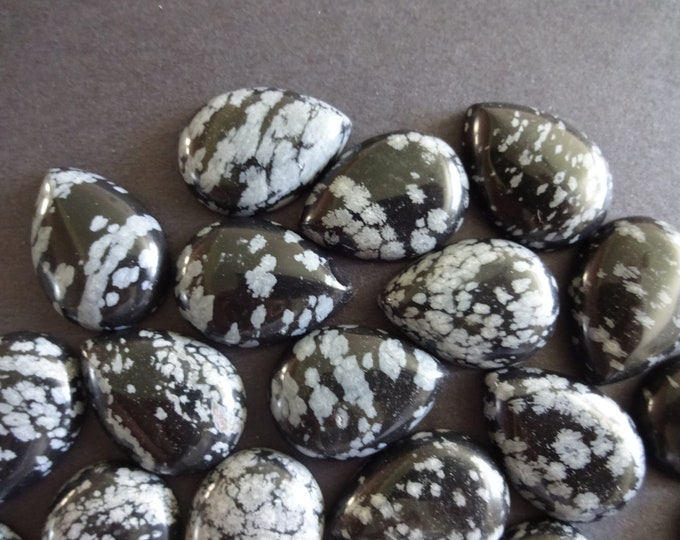 25x18mm Natural Snowflake Obsidian Gemstone Cabochon, Teardrop Cabochon, Polished Stone, Stone Cabochon, Natural Gemstone, Obsidian Focal