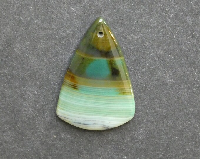 45x31mm Natural Brazilian Agate Pendant, Gemstone Pendant, One of a Kind, Large Triangle, Green, Dyed, Only One Available, Unique Pendant