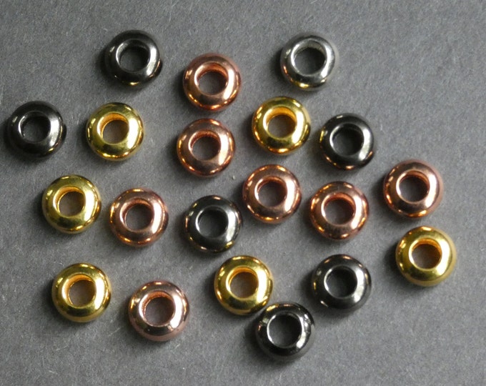 20 PACK 8mm Rondelle Spacer Beads, Mixed Brass Spacers, 4 Colors, Mixed Lot, Round Bead, European, Boho, Classic, Circles, Basic Round Bead