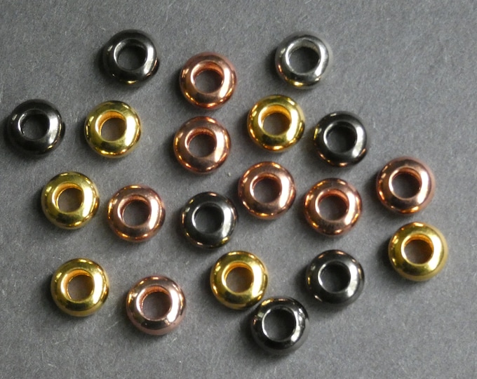 20 PACK 8mm Rondelle Spacer Beads, Mixed Brass Spacers, 4 Colors, Mixed Lot, Round Bead, European, Boho, Classic, Circles, Basic Round Bead