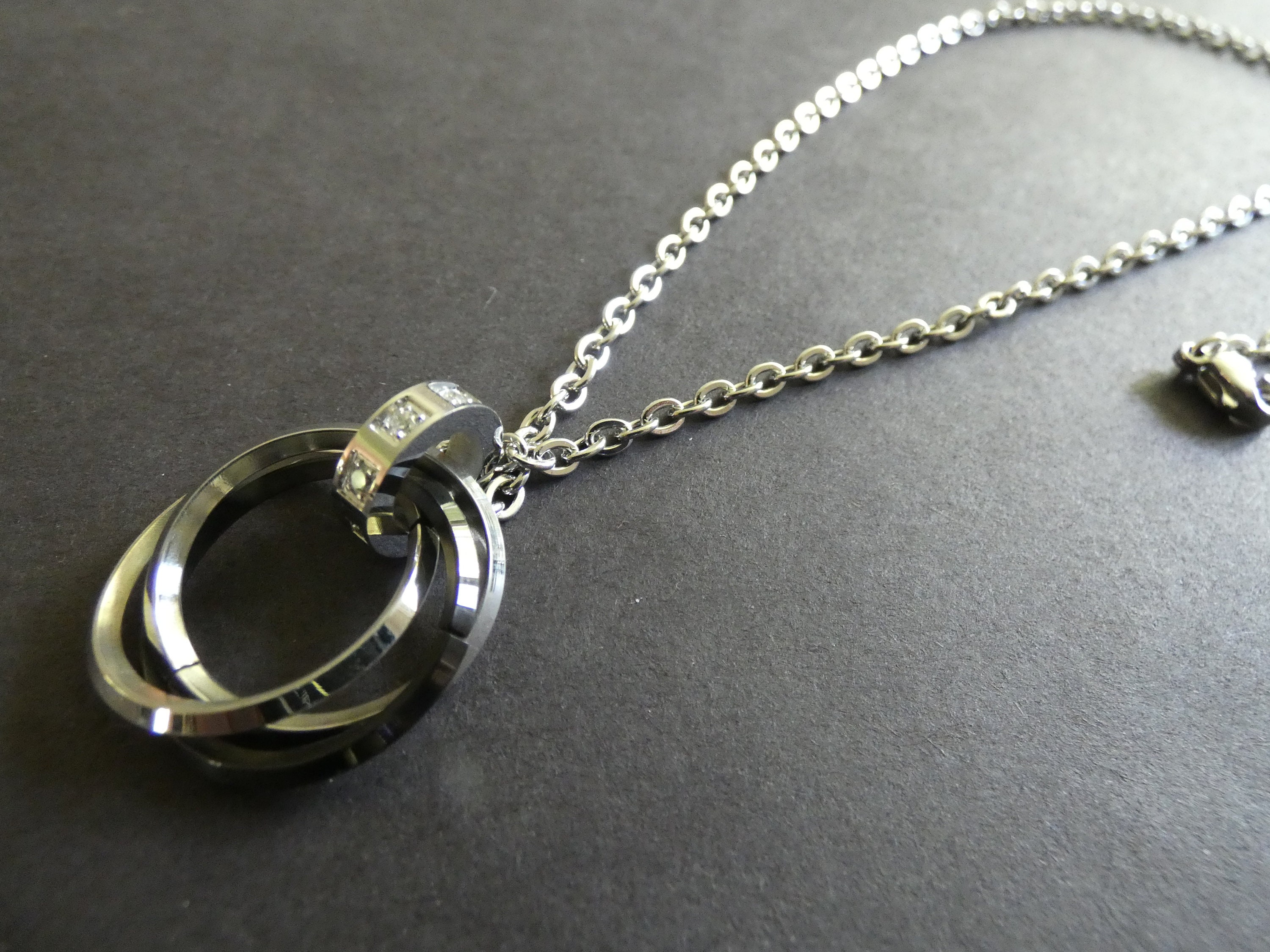 Download Stainless Steel and Cubic Zirconia Necklace, Steel Chain ...