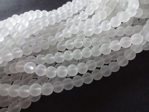 Strand 105 8mm Frosted Orange Glass Plain Round Beads UK