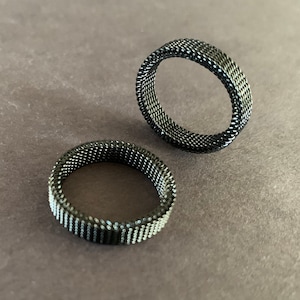304 Stainless Steel Black Mesh Design Ring, Handcrafted Steel Band, Industrial Men&#39;s Ring, Chain Link, Men&#39;s Jewelry, Black Color, Flexible