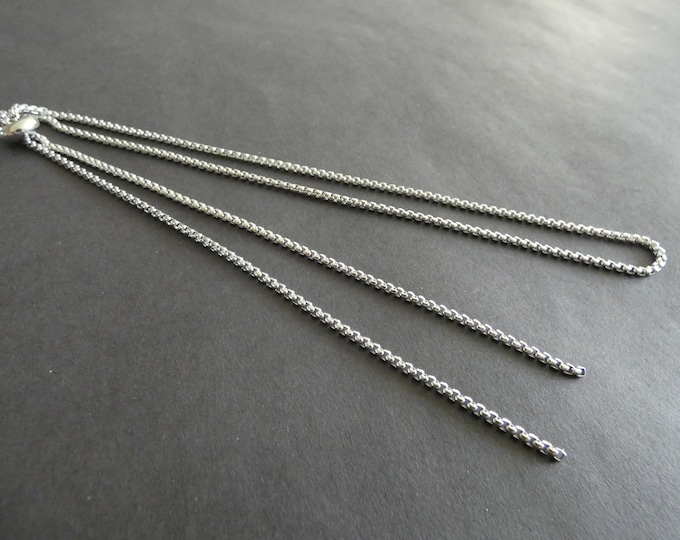 304 Stainless Steel 25.6 Inch Box Chain With Slider Stopper Bead, Silver Color,  2mm Thick, Necklace Chain, Necklace Making, DIY Necklace