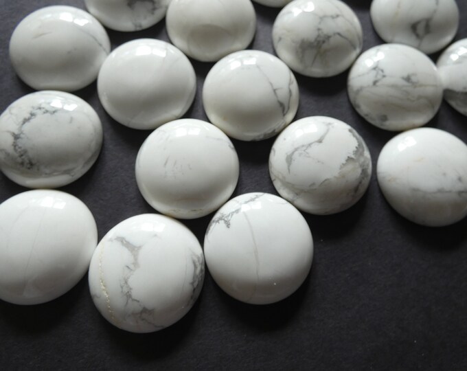 25x7.5mm Natural Howlite Cabochon, Round Gemstone Dome Cab, Polished Gem, Natural Stone, White Howlite, Stone Cabochon, Gray Swirls