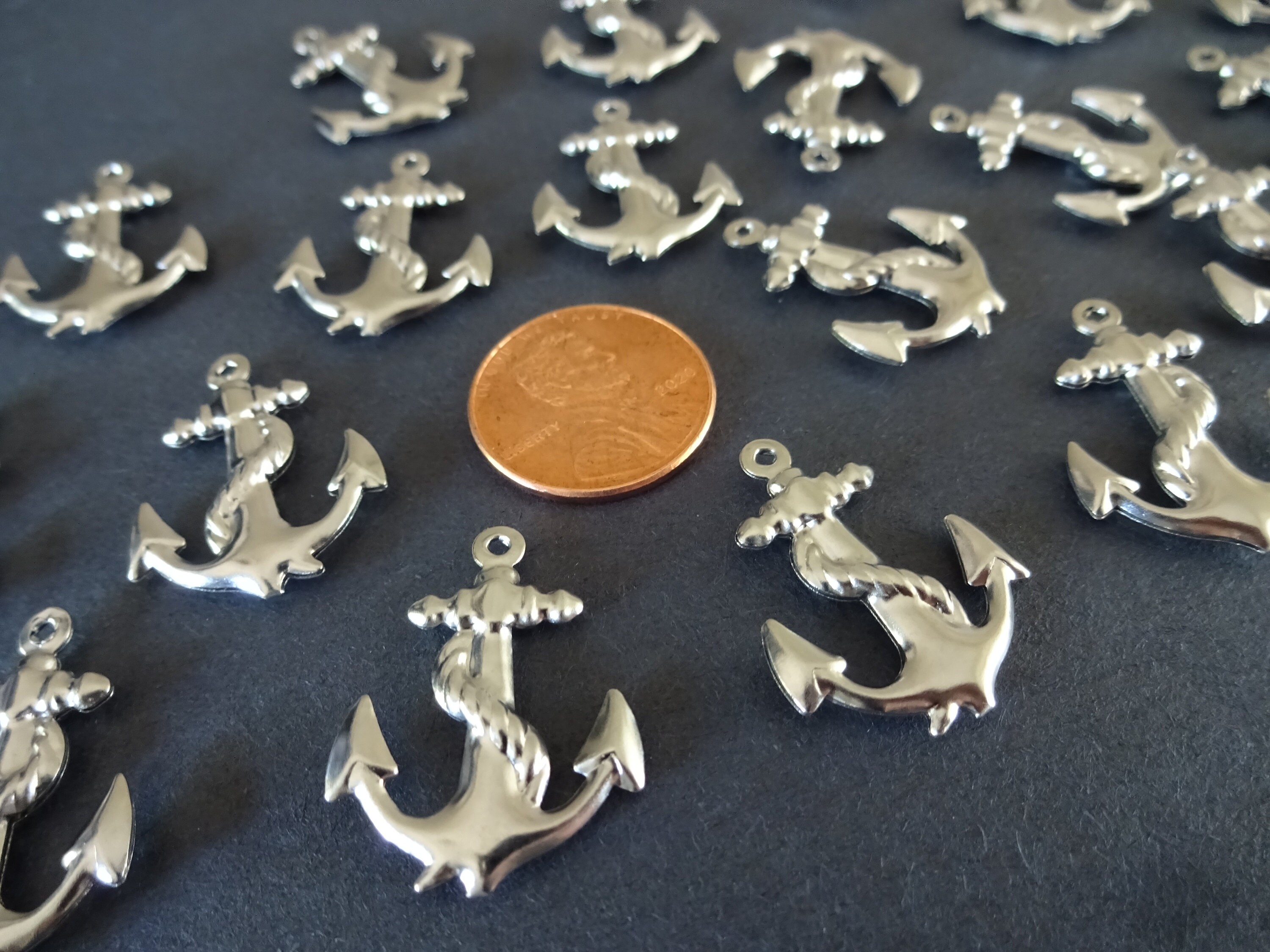 PACK OF 20 Stainless Steel 24mm Anchor Pendant, Large Anchor Pendants