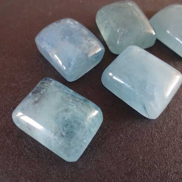 18mm Natural Aquamarine Cabochon, Grade AAA Rectangle Cut Aquamarine Cabochon, Brilliant Teal Color, 18x15mm, Beautifully Cut Natural