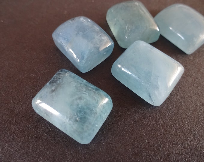 18mm Natural Aquamarine Cabochon, Grade AAA Rectangle Cut Aquamarine Cabochon, Brilliant Teal Color, 18x15mm, Beautifully Cut Natural