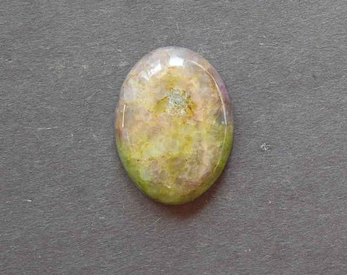 30x22x7.5mm Natural Calcite Cabochon, Gemstone Cabochon, Green and Purple, Dyed, Large Oval, One of a Kind, Only One Available,Calcite Stone