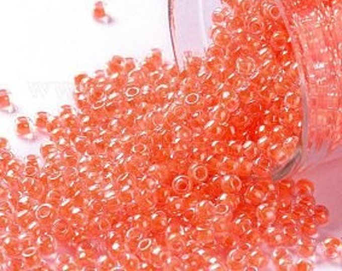 11/0 Toho Seed Beads, Luminous Neon Salmon (803), 10 grams, About 1100 Round Seed Beads, 2.2mm with .8mm Hole, Luminous Finish