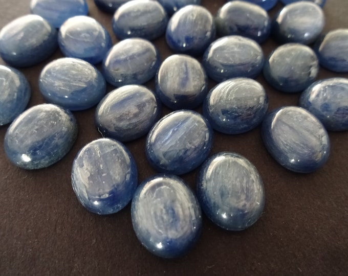 12x10mm Natural Kyanite Cabochon, Oval Cabochon, Polished Stone, Blue Cabochon, Silvery Effect, Gemstone Jewelry, Kyanite Crystal Cabs