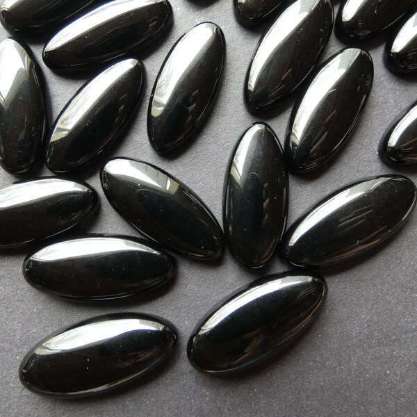 27x12mm Natural Black Obsidian Cabochon, Horse Eye Gemstone Cabochon, Polished Gem, Solid Black, Beautiful Stone, Unique Gemstone, Jewelry