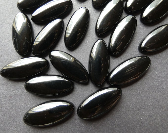 27x12mm Natural Black Obsidian Cabochon, Horse Eye Gemstone Cabochon, Polished Gem, Solid Black, Beautiful Stone, Unique Gemstone, Jewelry