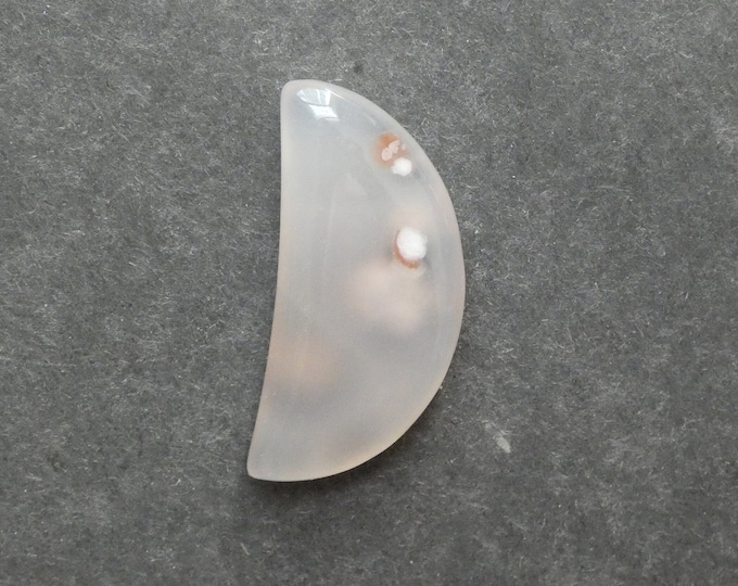 50x24mm Natural Cherry Blossom Agate Cabochon, Gemstone Cabochon, Moon Stone, One of a Kind, Pink and Beige, Only One Available, Agate Moon