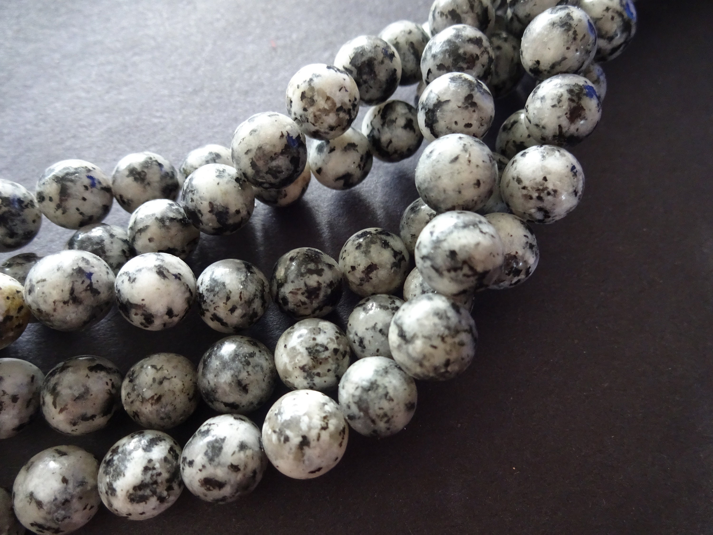 8mm Natural Sesame Jasper Ball Beads, 15.5 Inch Strand Of About 47