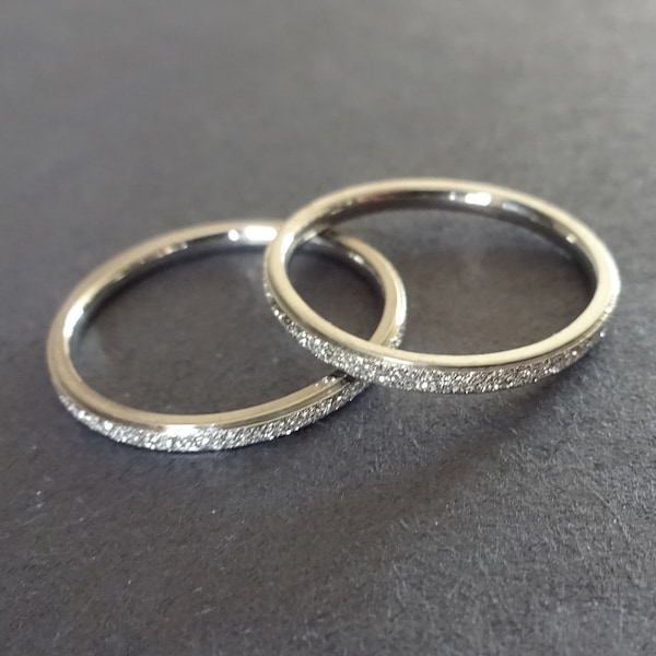 Stackable Stainless Steel Silver Frosted Ring, 2mm Thin Simple Band, Size 5-11, Steel Frosted Ring, Unisex Ring, Wedding and Engagement Ring