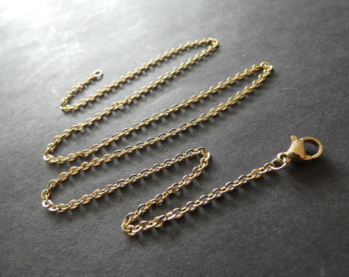 10 Pack 304 Stainless Steel 17 Inch Cable Chain Necklace With Clasp, 2mm Thick, Gold, DIY Cable Link Necklace, Cut To Size, Ready To Wear