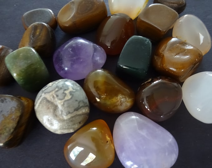 5 Pack Natural Gemstone Stones, 17-27mm, Undrilled, Polished, No Holes, Lot Of Stones, Mineral Crystal Nuggets, Mixed Colors